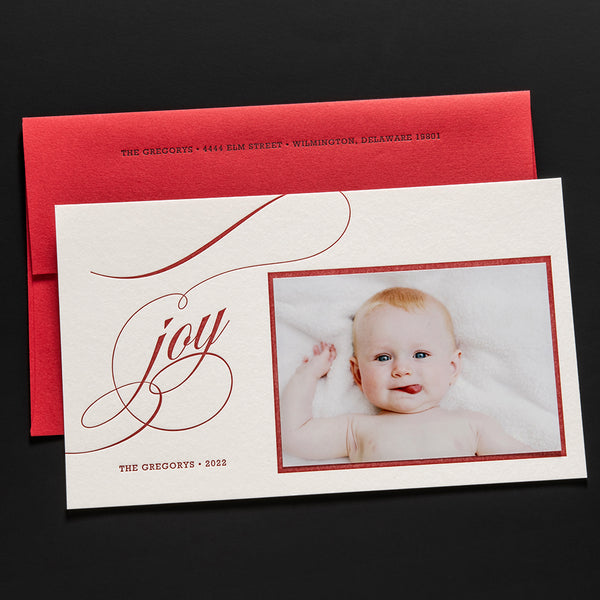 Joy Flourish Custom Stationery Card